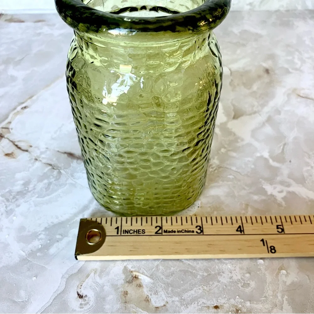 Hammered Jar Flower Vase Green 5 1/2
